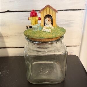 Vintage Dog House Glass Cookie Jar